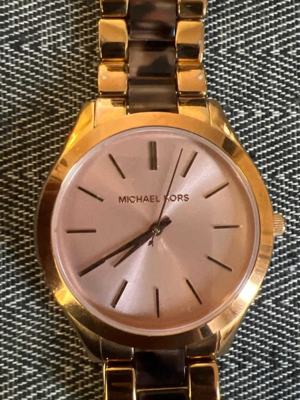 Michael Kors Pink and Rose Gold Tone Stainless Steel Watch